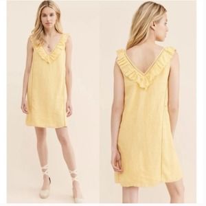Faherty Ellis Linen Shift Dress In Yellow Small